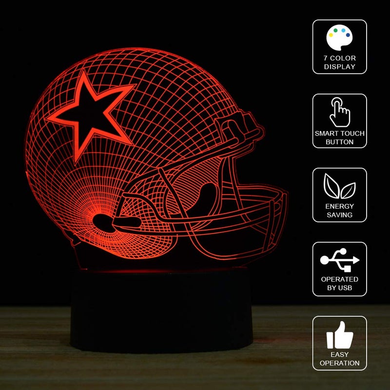 TITISKIN 3D Illusion LED Night Light,7 Colors Gradual Changing Touch Switch USB Table Lamp for Holiday Gifts or Home Decorations (Baseball Helmet) - Image 4